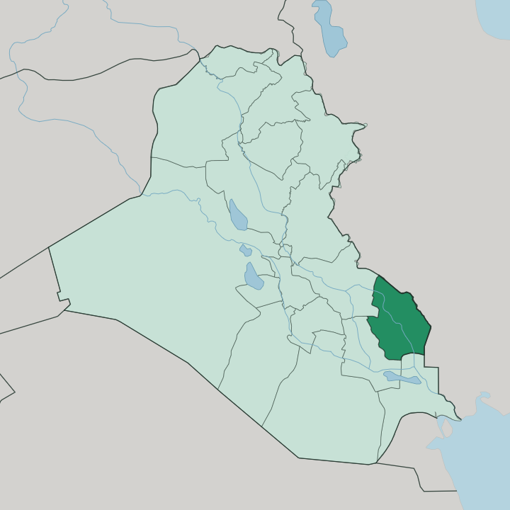 Map showing Maysan Governorate — In Iraq