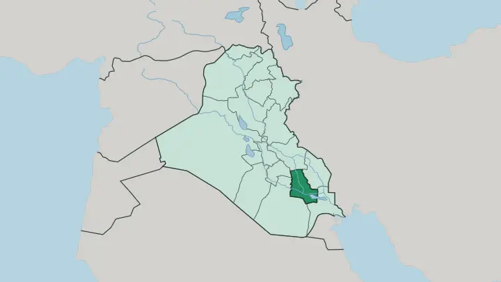 Map of Muḩāfaz̧at Dhī Qār in Iraq