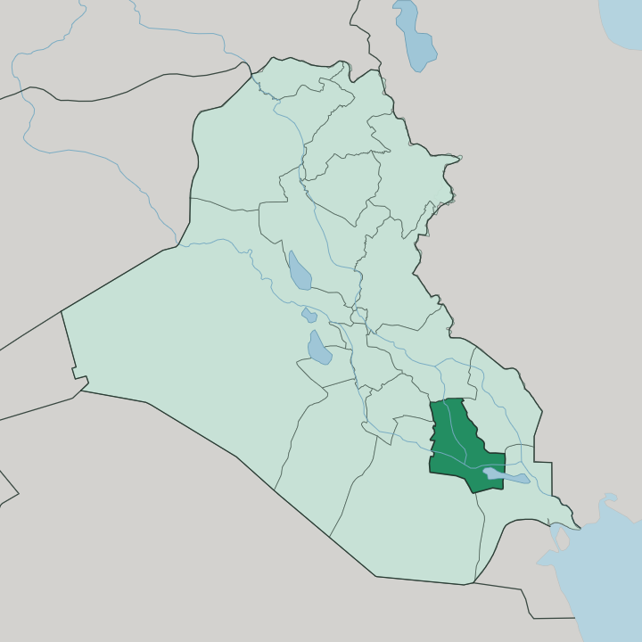 Map showing Muḩāfaz̧at Dhī Qār — In Iraq