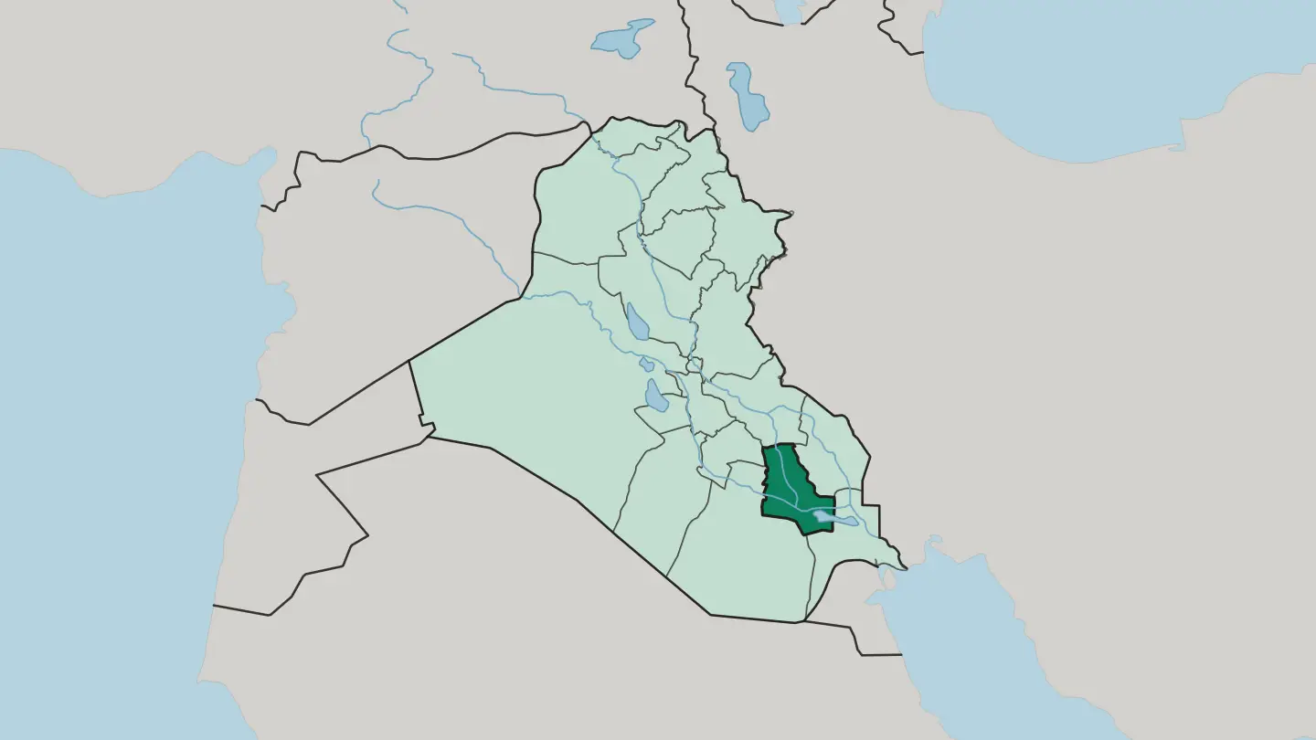 Map of Muḩāfaz̧at Dhī Qār in Iraq