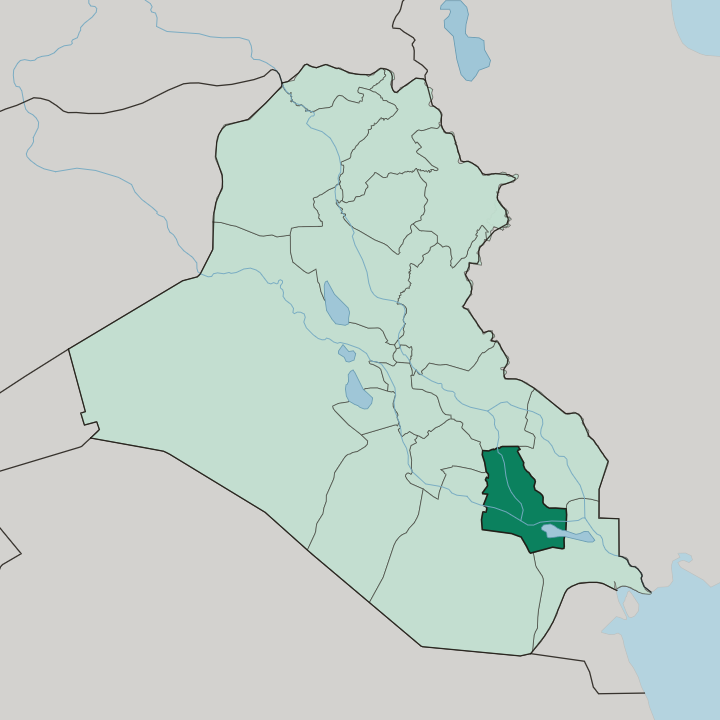 Map showing Muḩāfaz̧at Dhī Qār — In Iraq