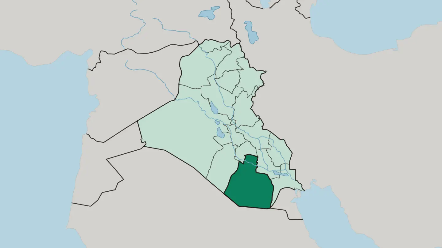 Map of Muthanna Governorate in Iraq