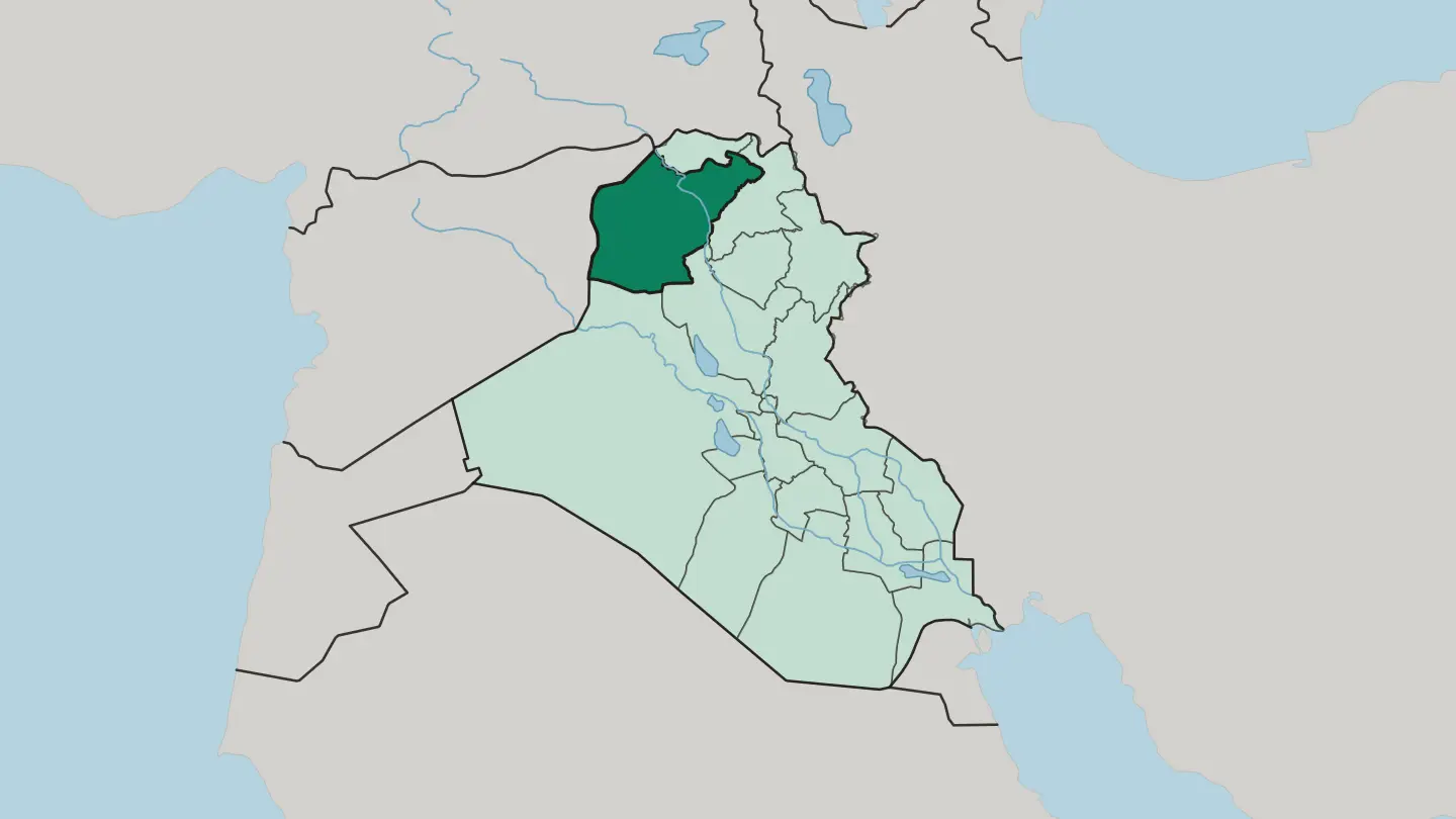 Map of Nineveh Governorate in Iraq