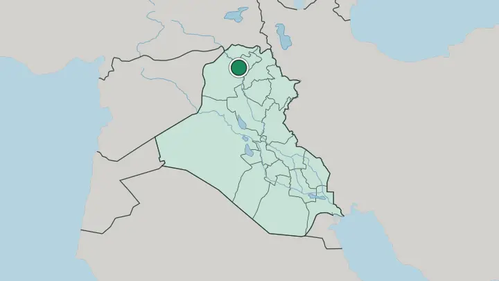 Map of Mosul in Iraq