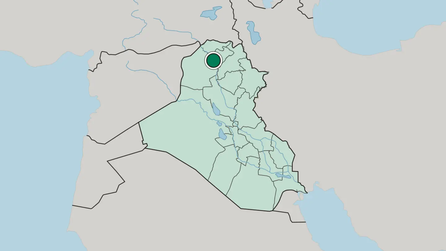 Map of Mosul in Iraq