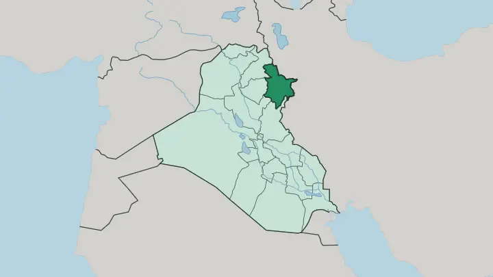 Map of Sulaymaniyah Governorate in Iraq