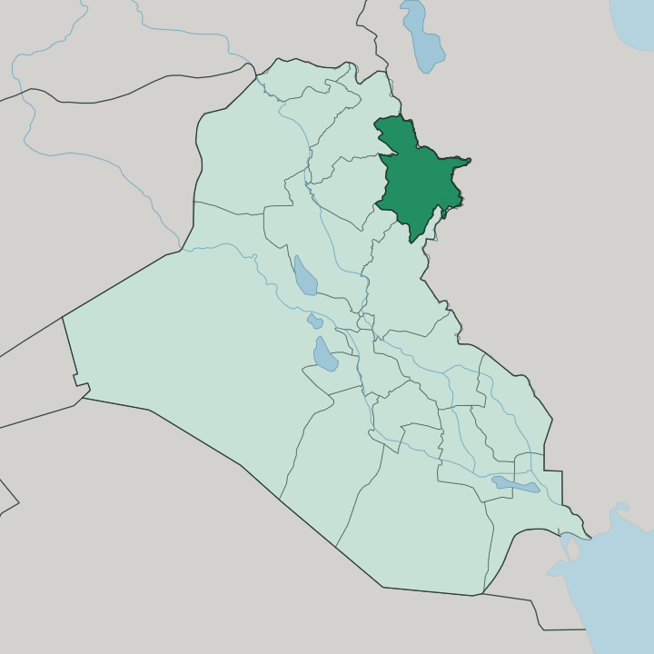 Map showing Sulaymaniyah Governorate — In Iraq