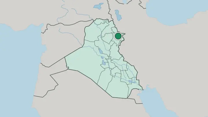 Map of Sulaymaniyah in Iraq