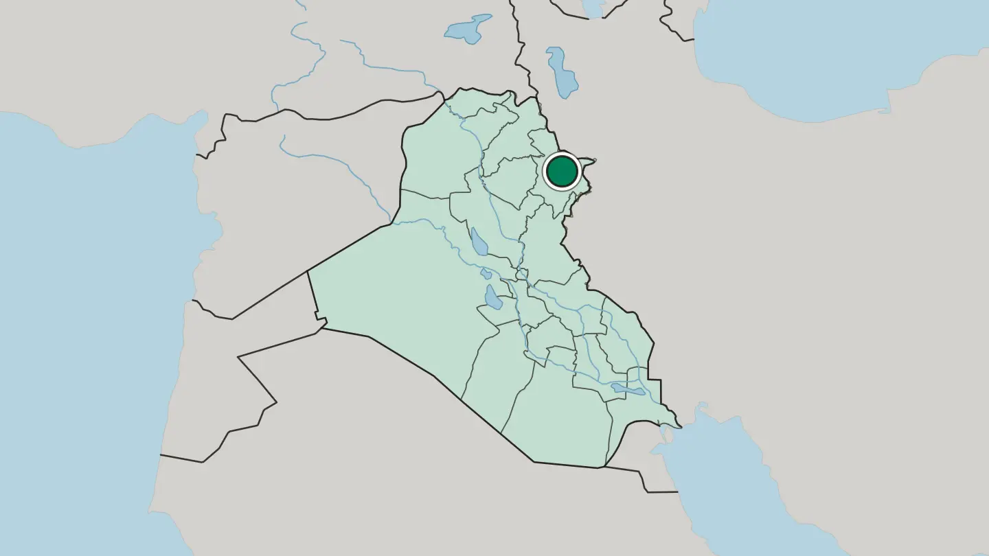 Map of Sulaymaniyah in Iraq
