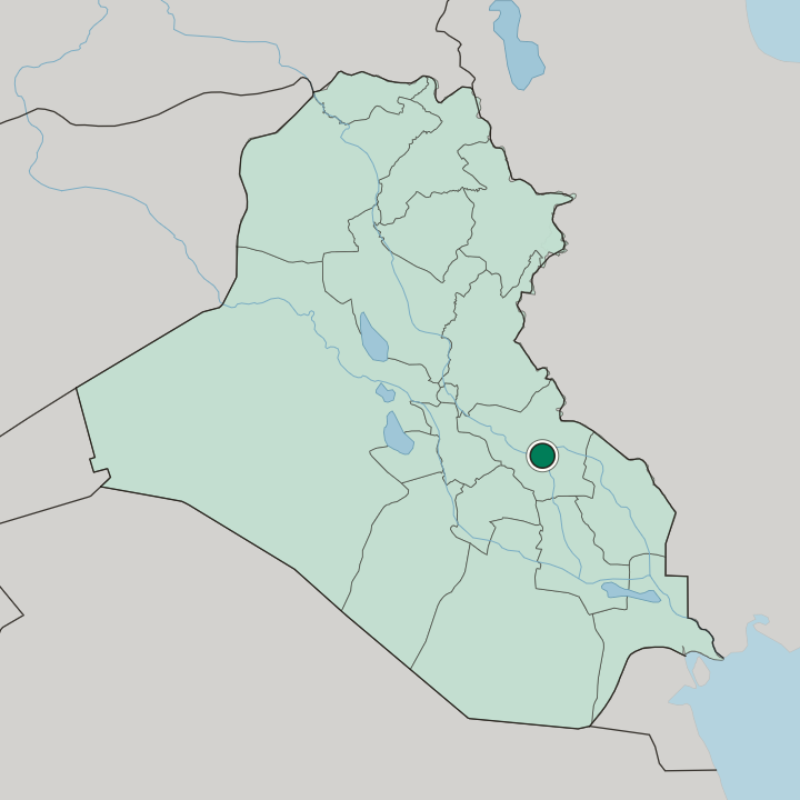 Map showing Al-Kut — In Iraq