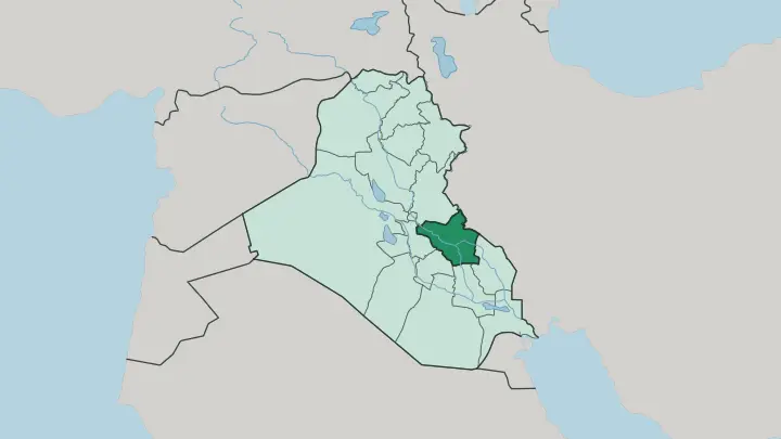 Map of Wasit Governorate in Iraq