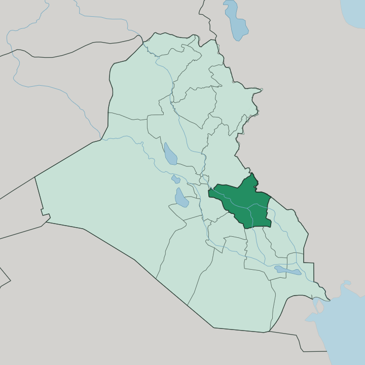 Map showing Wasit Governorate — In Iraq