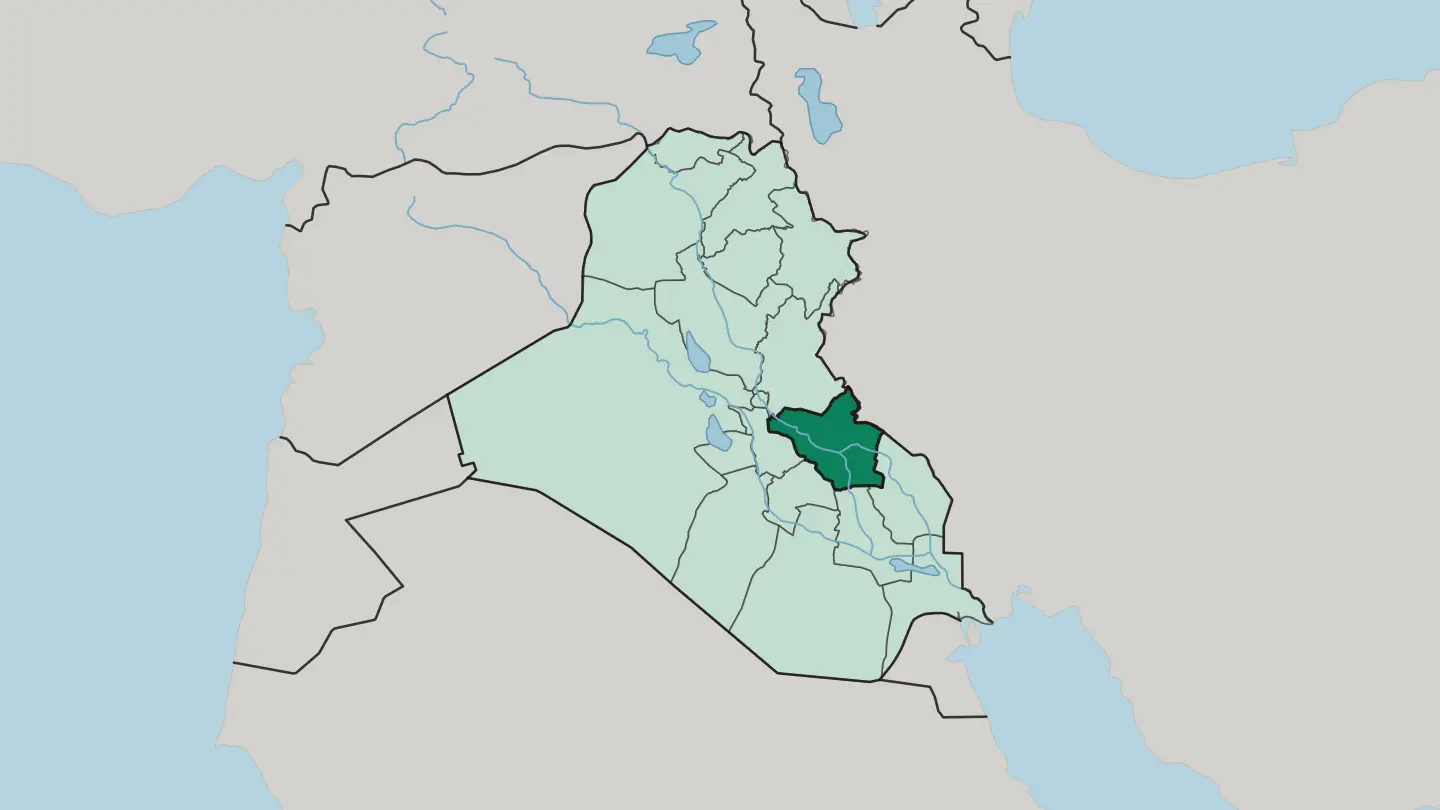 Map of Wasit Governorate in Iraq