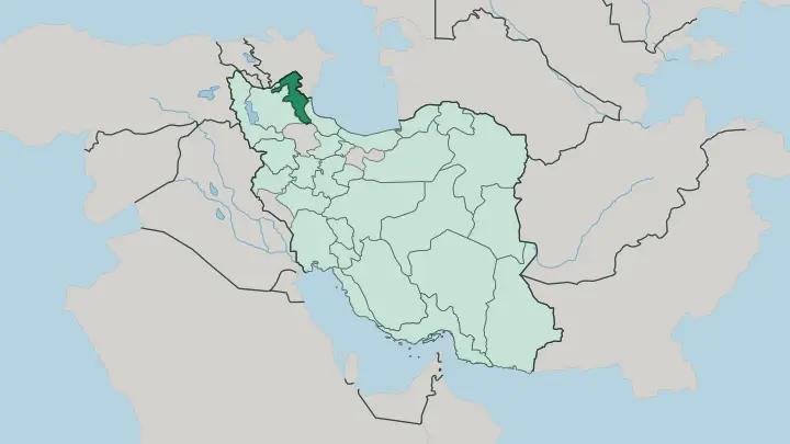 Map of Ardabil Province in Iran