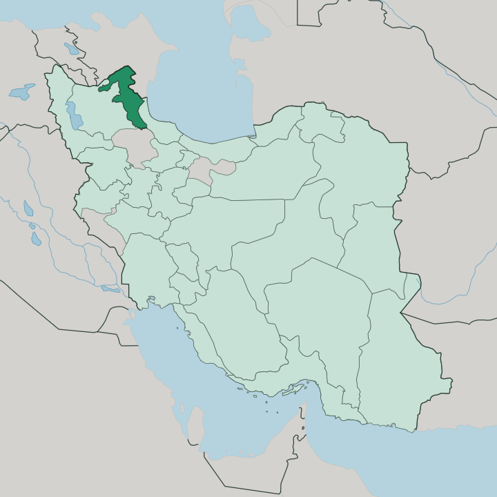 Map showing Ardabil Province — In Iran