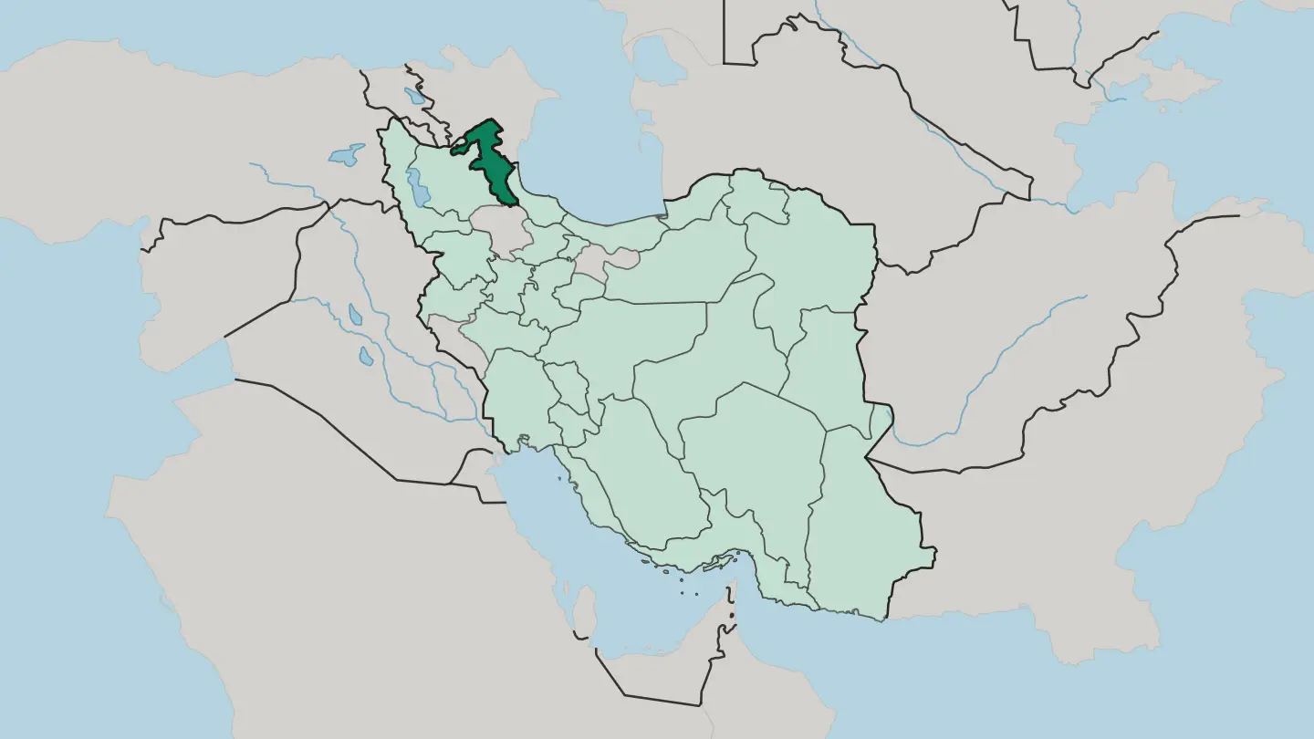 Map of Ardabil Province in Iran