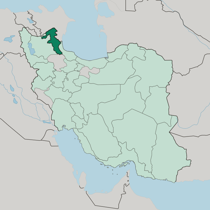 Map showing Ardabil Province — In Iran