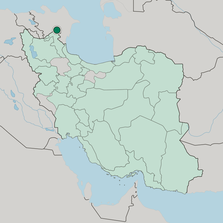 Map showing Pārsābād — In Iran
