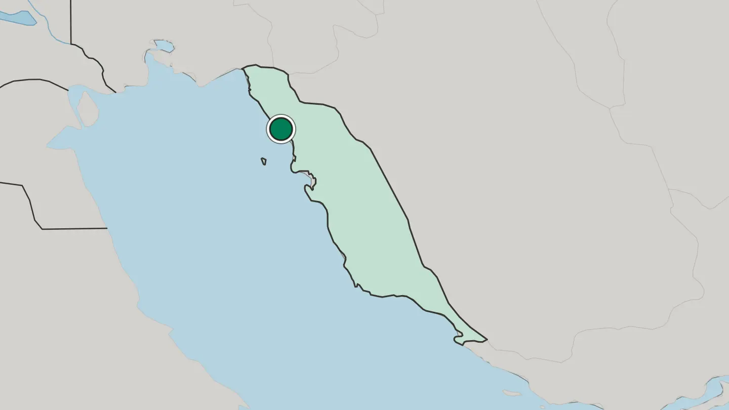 Map of Bandar-e Genāveh in Iran