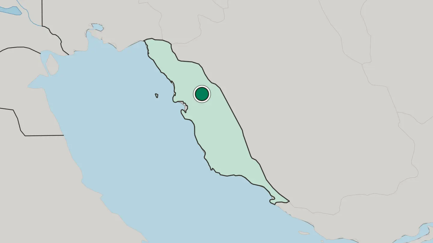 Map of Borāzjān in Iran
