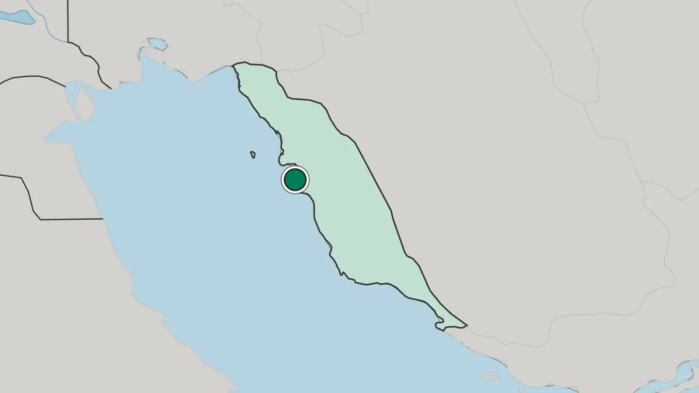 Map of Bushehr in Iran