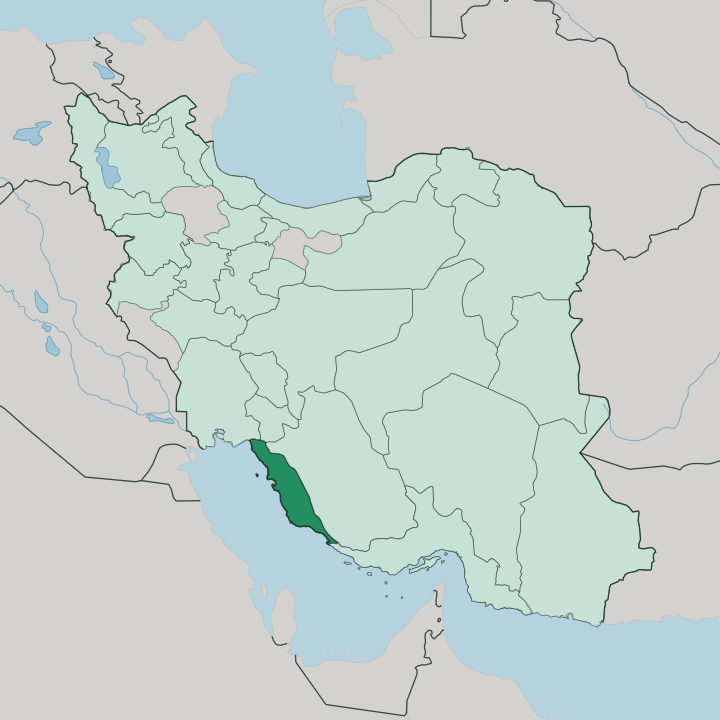 Map showing Bushehr Province — In Iran