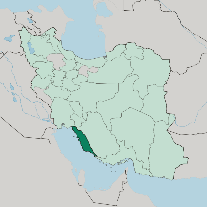 Map showing Bushehr Province — In Iran