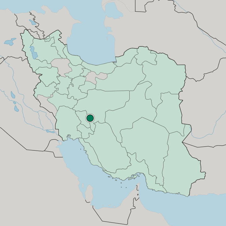 Map showing Borūjen — In Iran