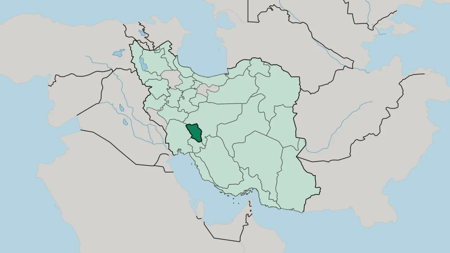 Map of Chaharmahal and Bakhtiari Province in Iran