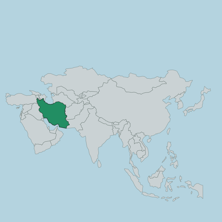 Map showing Iran — In Asia