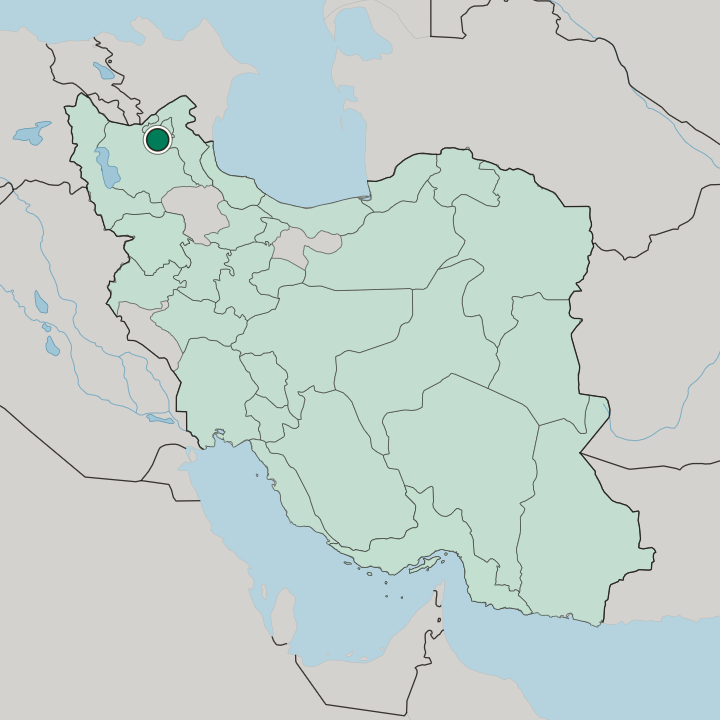 Map showing Ahar — In Iran