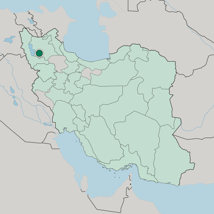 Map showing Marāgheh — In Iran