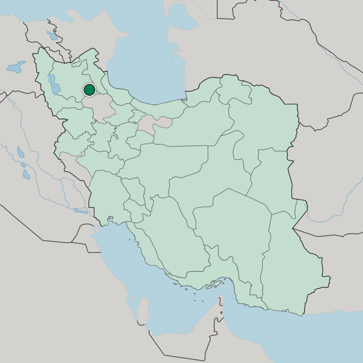 Map showing Mīāneh — In Iran