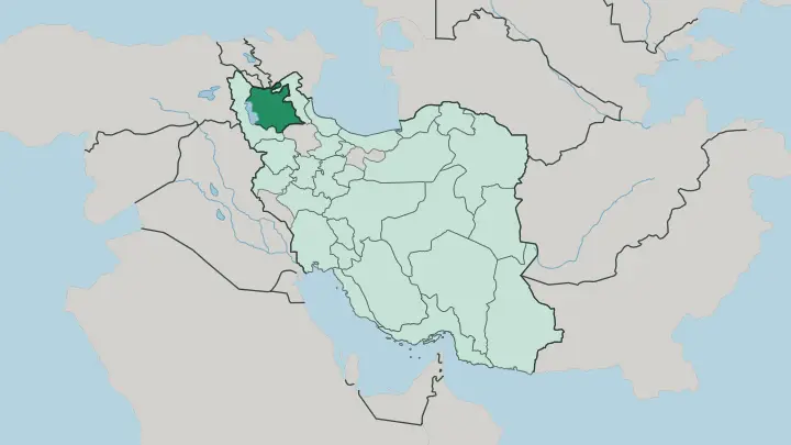Map of East Azerbaijan Province in Iran