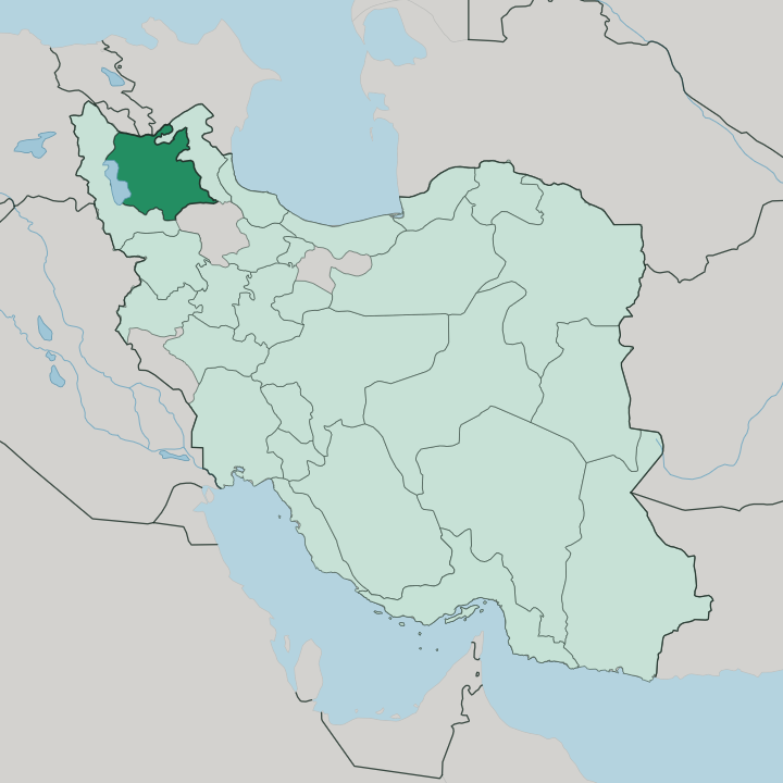 Map showing East Azerbaijan Province — In Iran