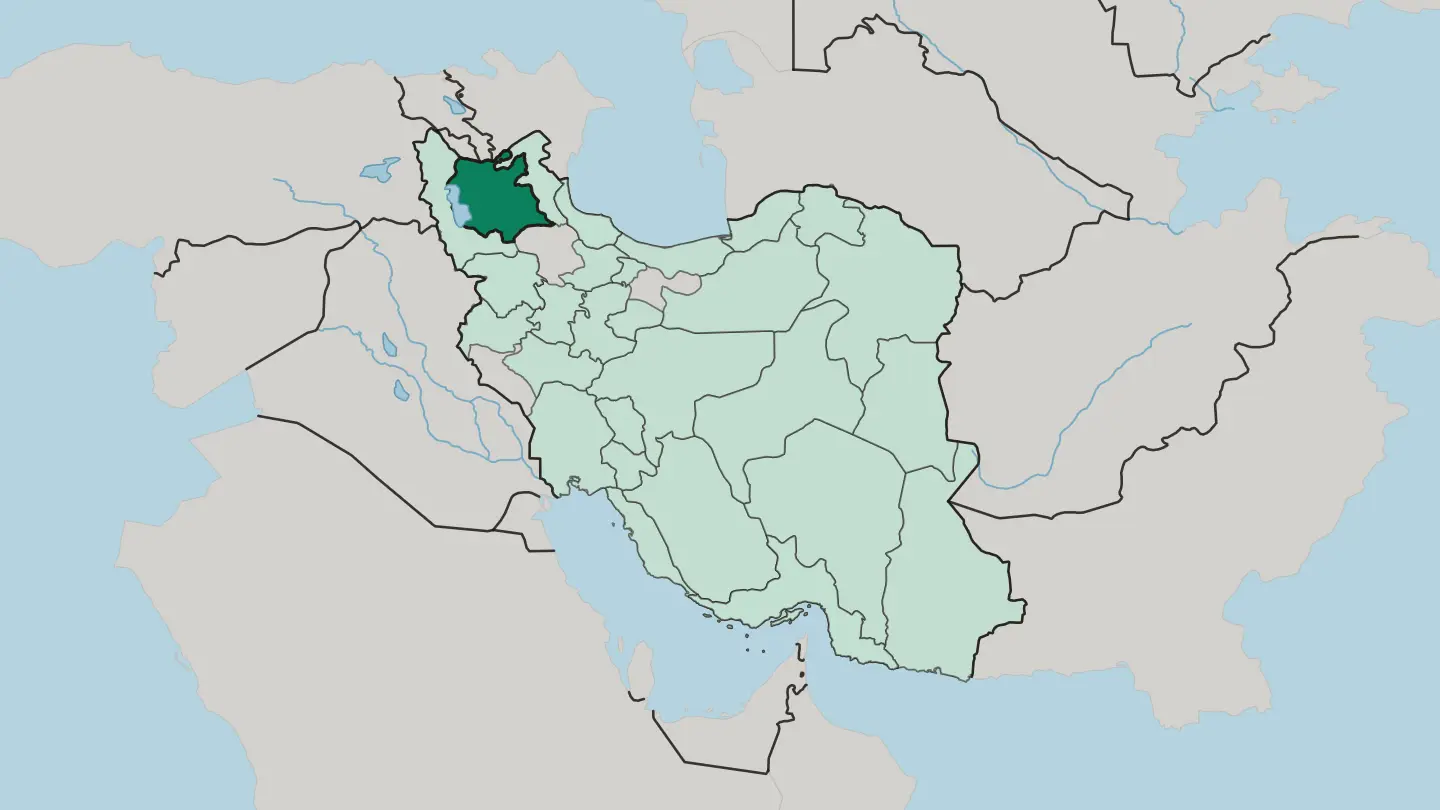 Map of East Azerbaijan Province in Iran