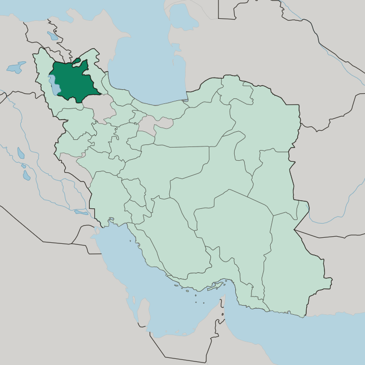 Map showing East Azerbaijan Province — In Iran