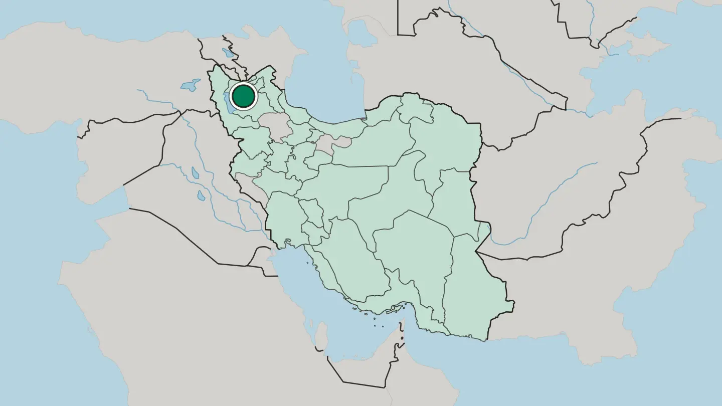 Map of Tabriz in Iran