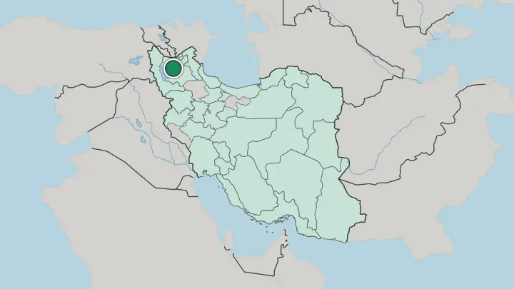 Map of Tabriz in Iran