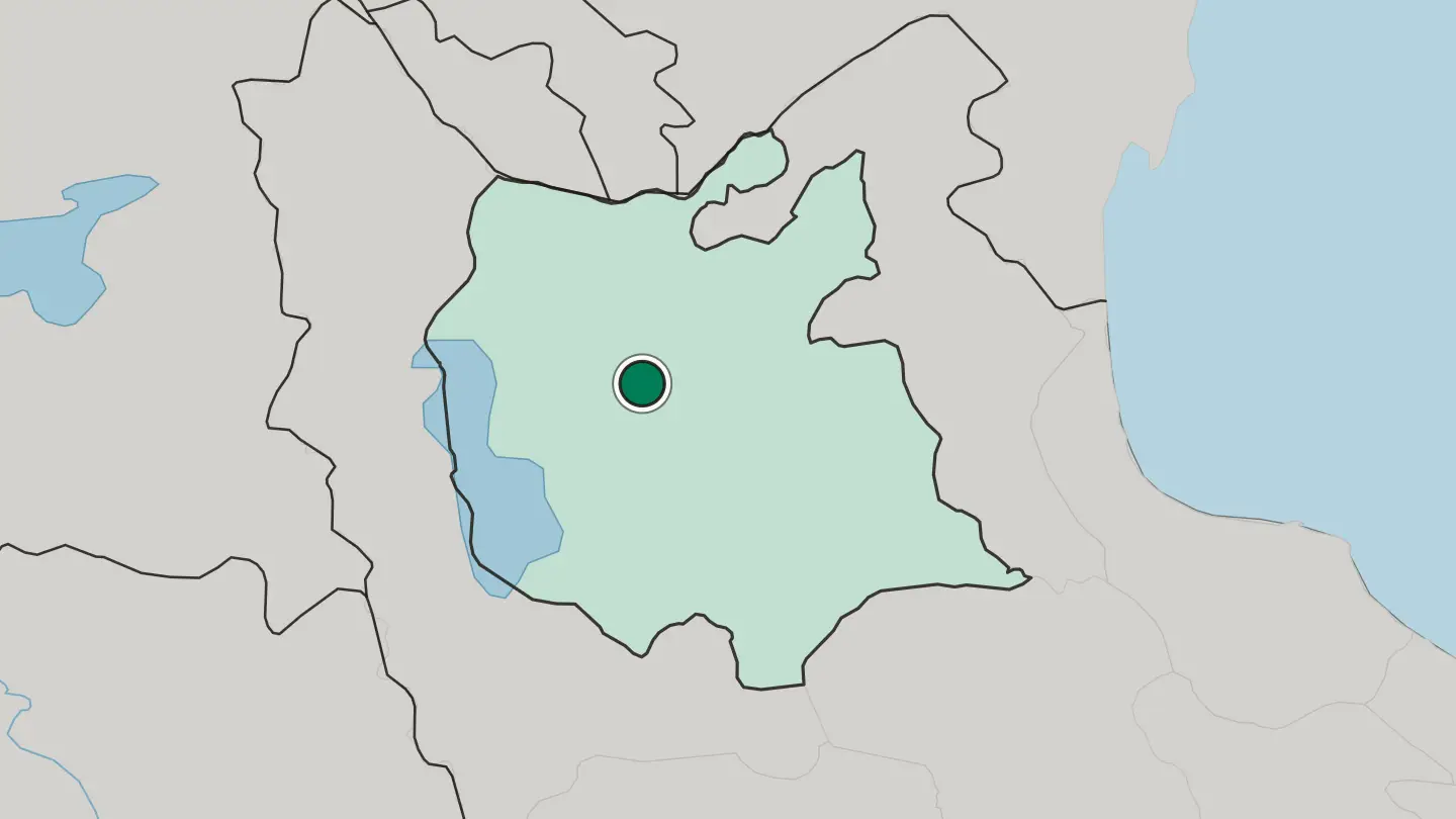 Map of Tabriz in Iran