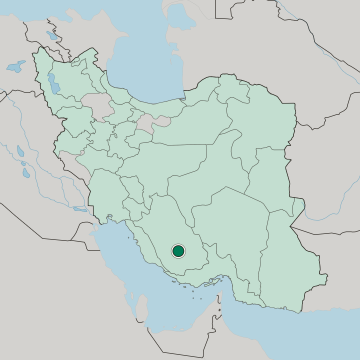 Map showing Jahrom — In Iran