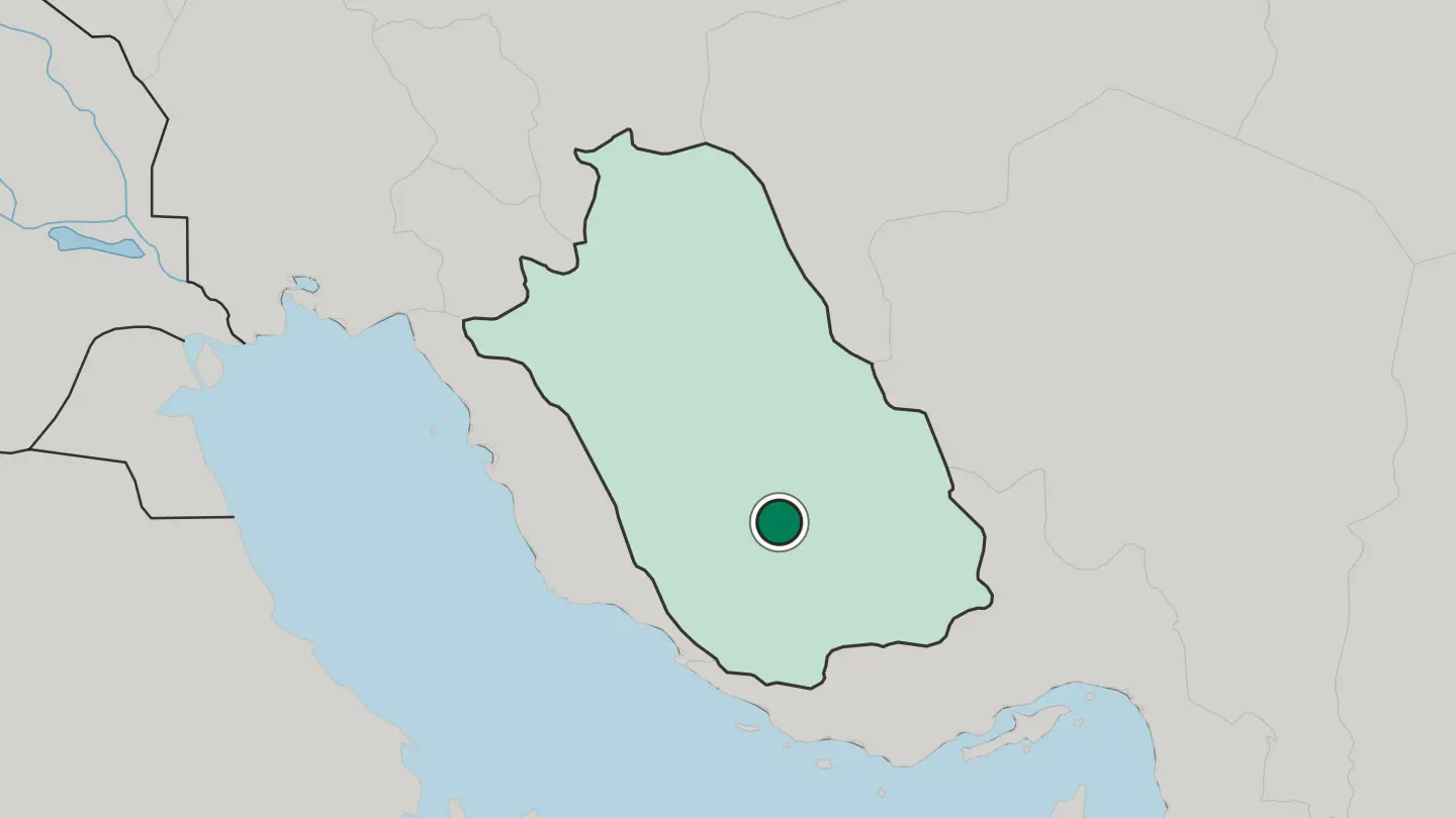 Map of Jahrom in Iran