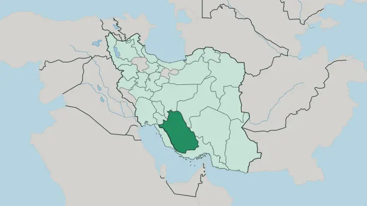 Map of Fars Province in Iran