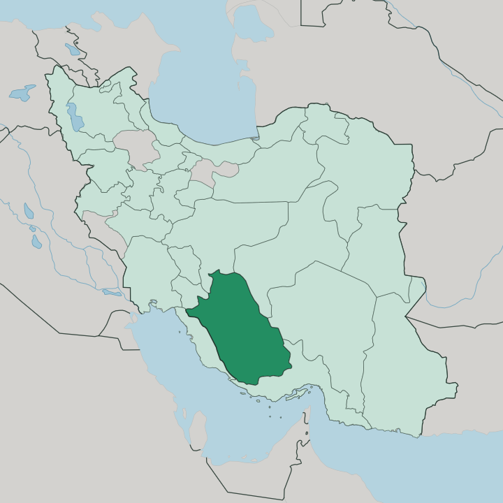 Map showing Fars Province — In Iran