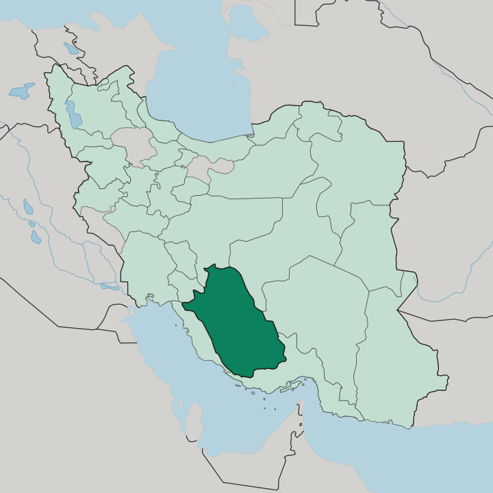 Map showing Fars Province — In Iran