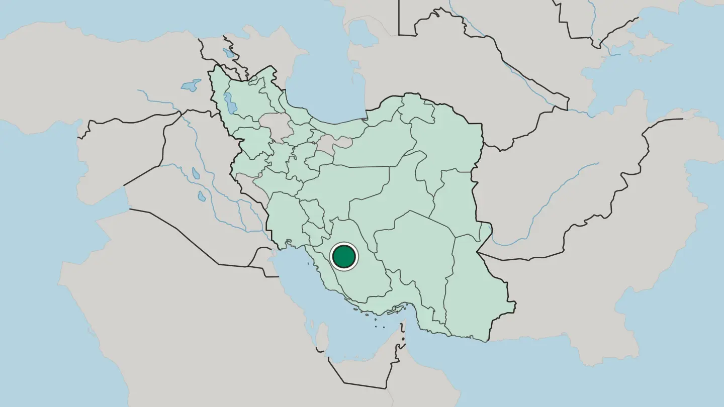 Map of Shiraz in Iran
