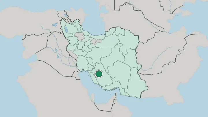 Map of Shiraz in Iran