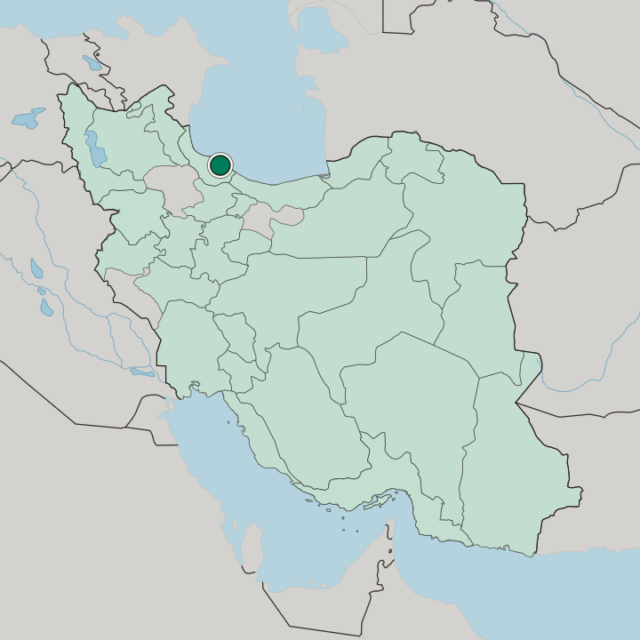 Map showing Lāhījān — In Iran