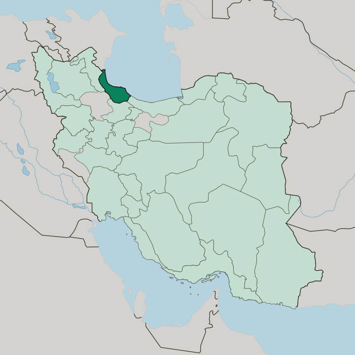 Map showing Gilan Province — In Iran