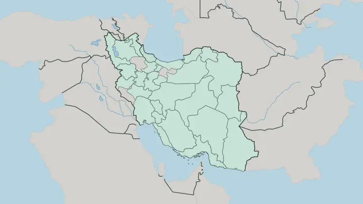 Map of Gilan Province in Iran